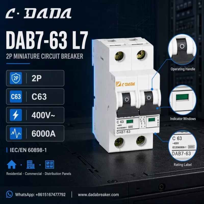 DAB7-63 L7 2P MCB - Prutezzione Clear, Compact per i Pannelli di Distribuzione